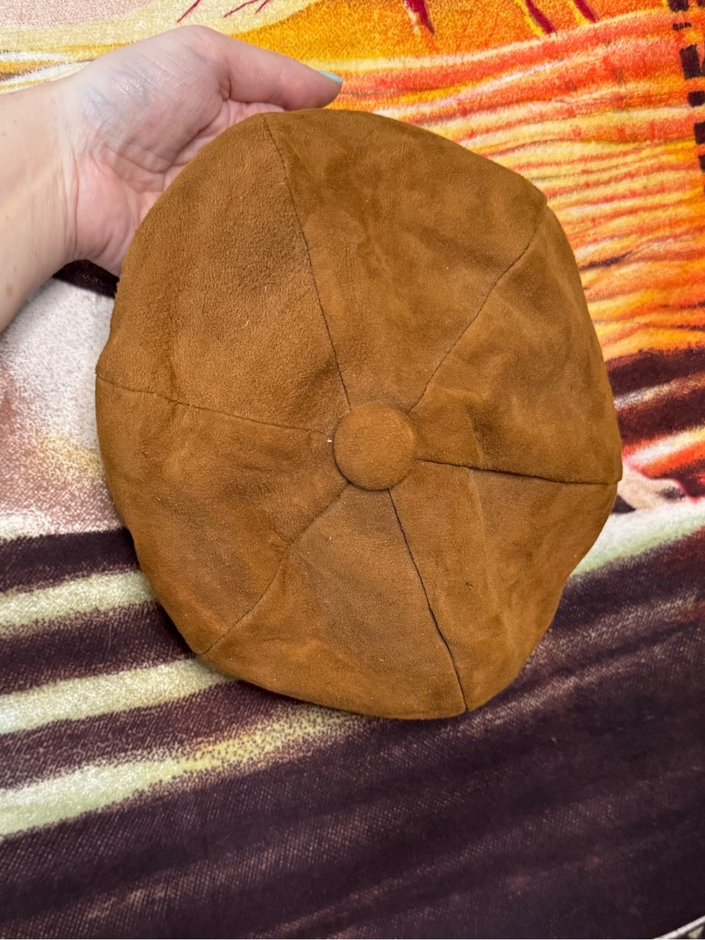 vintage brown suede beret